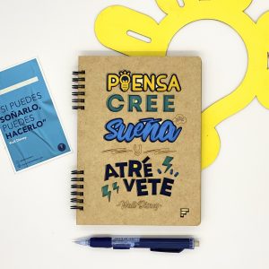 Libreta de mdf con frase motivadora