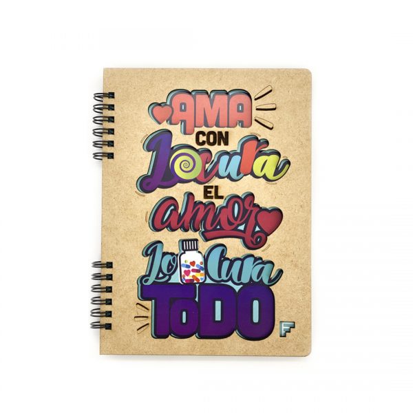 Libreta de mdf con frase motivadora