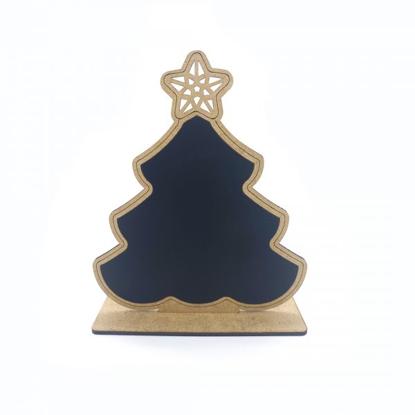 Pizarra de madera mdf con forma de árbol de navidad