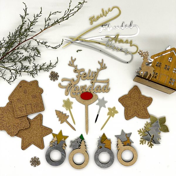 KIt Navideño con temática Rustica de madera mdf