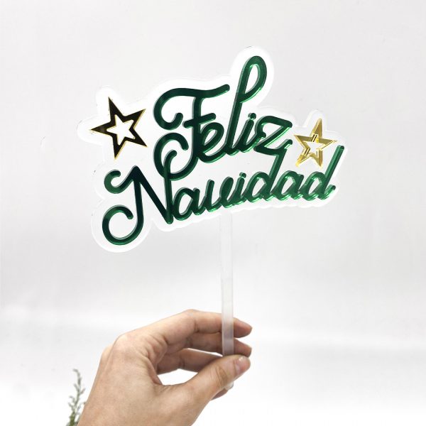 Toppers feliz navidad de Acrílico hielo personalizado