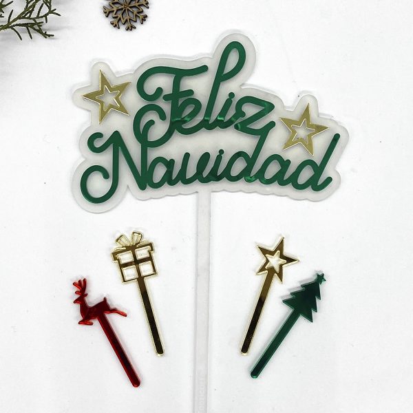 Toppers feliz navidad de Acrílico hielo personalizado